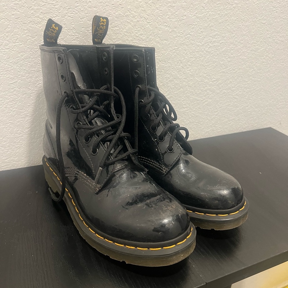 Black Leather Lace-Up Boots, Dr Martens, Doc Martens, Martins